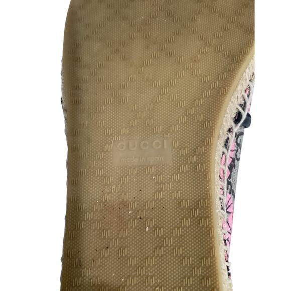 Gucci Bengal Tiger Floral GG Supreme Canvas Espadrilles Pink Tan Black EU 38 - Picture 10 of 13